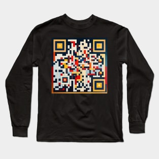 RickRoll QR Code Abstract Constructivist Painting Long Sleeve T-Shirt